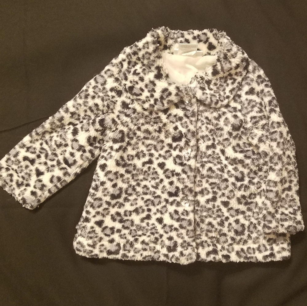 Baby Girls Coat Jacket Cheetah Print Button Lined